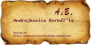 Andrejkovics Borbála névjegykártya