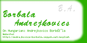 borbala andrejkovics business card